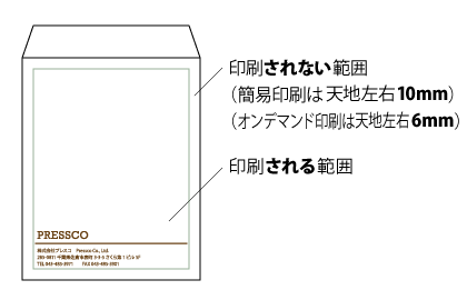 天地左右の余白はオンデマンド印刷が約6mm・簡易印刷が約10mm